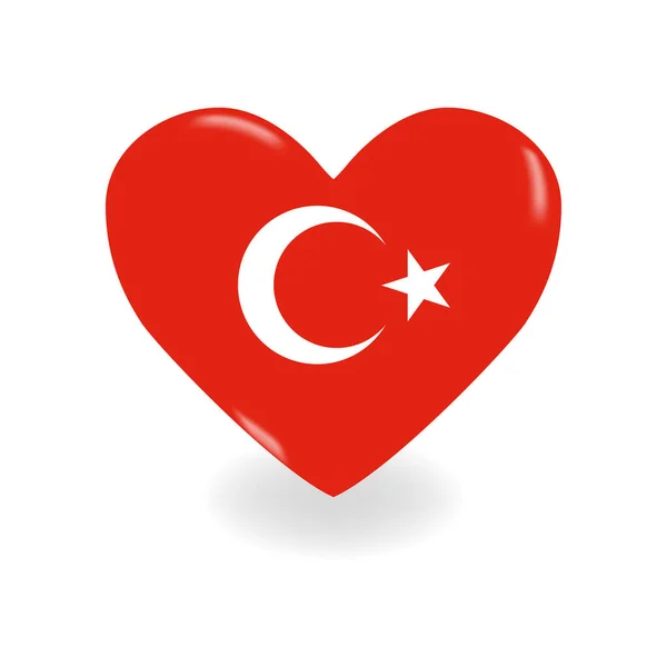 Volumétrico corazón de Turquía sobre fondo blanco proyecta sombra, vector — Vector de stock