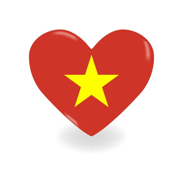 Volumetric Vietnam Heart on white background casts shadow, vector — Stock Vector