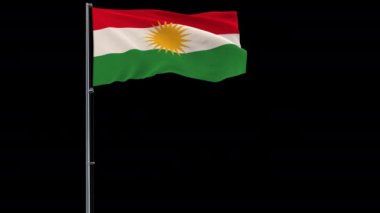 Kurdistan flag on transparent background, 4k footage with alpha transparency