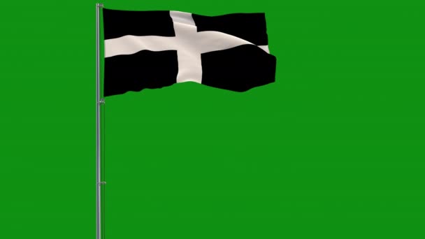 Kernow - Bandera de Cornwall sobre fondo cromakey verde, imágenes de 4k — Vídeo de stock
