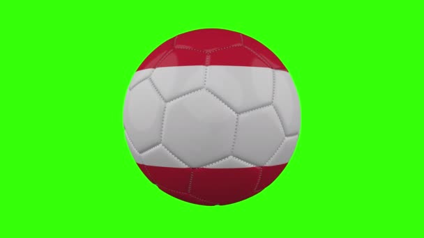 Austria flag on ball rotates on transparent green alpha background, loop — Stock Video