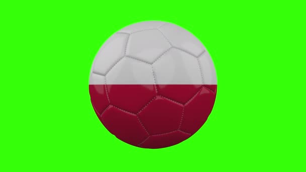Poland flag on ball rotates on transparent green alpha background, loop — Stock Video