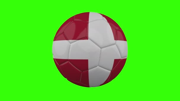 Bandera de Dinamarca en bola gira sobre fondo alfa verde transparente, bucle — Vídeo de stock