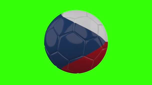 Czech flag on ball rotates on transparent green alpha background, loop — Stock Video