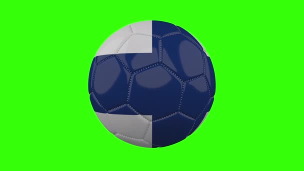 Finland flag on ball rotates on transparent green alpha background, loop — Stock Video