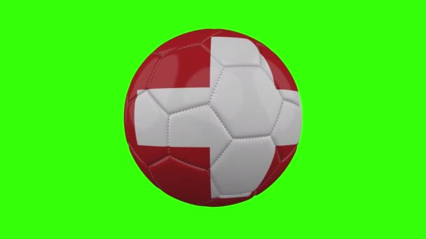 Suíça bandeira na bola gira em fundo alfa verde transparente, loop — Vídeo de Stock