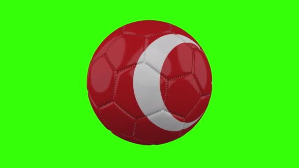 Bandera de Turquía en bola gira sobre fondo alfa verde transparente, bucle — Vídeos de Stock