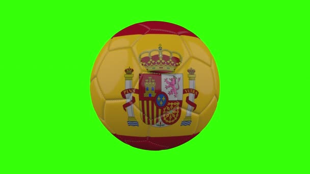 Spanien-Flagge auf Ball dreht sich auf transparentem grünen Alpha-Hintergrund, Schlaufe — Stockvideo