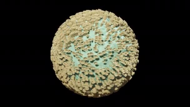 Coronavirus geïsoleerde pulsaten en beweegt op transparante, 4k met alfa, lus — Stockvideo