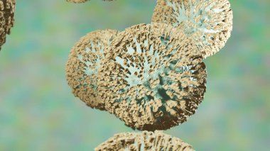 Corvidovirus 2019-nCov insan vücudunun içinde bulanık bir zemin üzerinde hareket ediyor..