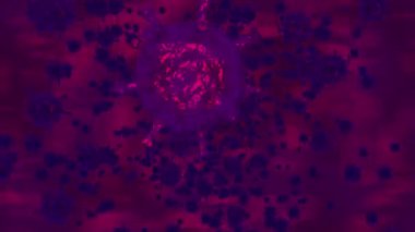 Koyu kırmızı renklerde hareket eden virüsün dijital arkaplanı, 4k görüntü döngüsü canlandırması