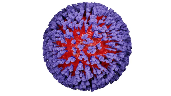 Scary red-lilac coronavirus isolate on a white background, 3D rendering