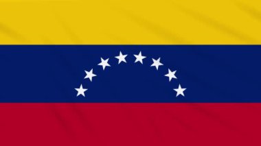 Koronavirüsten yeşil bir damga ile sallanan Venezuela bayrağı, döngü