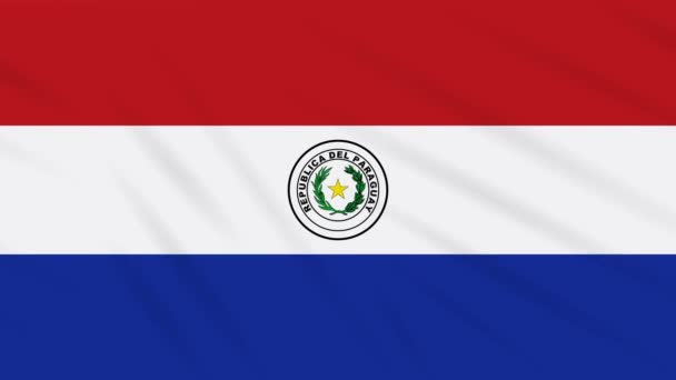 Paraguay schwenkt Flagge mit grünem Stempel der Freiheit vom Coronavirus, Schlaufe — Stockvideo