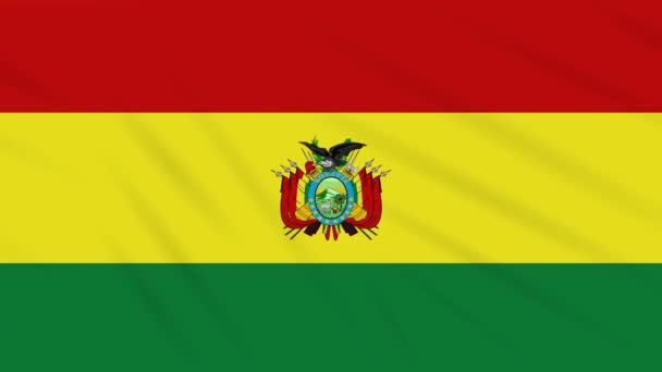 Bandera oscilante de Bolivia con un sello verde de libertad del coronavirus, bucle — Vídeos de Stock