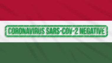 Koronavirüsten yeşil damgalı sallanan Macaristan bayrağı, döngü