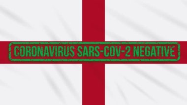 İngiliz bayrağı yeşil bir damgayla sallanıyor Coronavirus 'tan özgürlüğün, döngünün