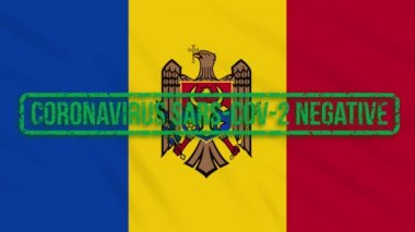 Koronavirüsten yeşil bir damga ile Moldova sallanan bayrağı, döngü