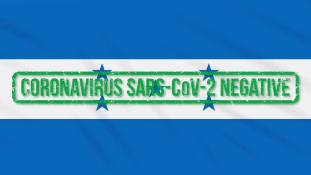 Honduras zwaaiende vlag met groene stempel van de vrijheid van coronavirus, lus — Stockvideo