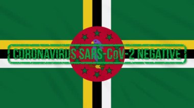 Dominica yeşil damgalı sallanan bayrak Coronavirus, loop