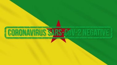Fransız Guyanası sallanan bayrak, yeşil koronavirüsten kurtulma damgası, döngü