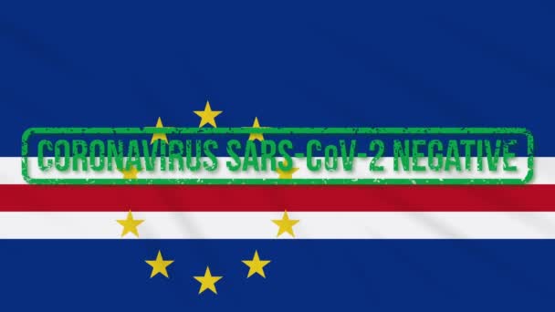 Kaapverdië zwaaiende vlag met groene stempel van de vrijheid van coronavirus, lus — Stockvideo