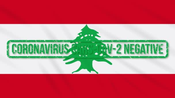 Liban drapeau oscillant avec timbre vert de la liberté de coronavirus, boucle — Video