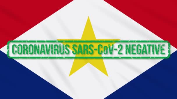 Saba drapeau balançant avec timbre vert de la liberté de coronavirus, boucle — Video