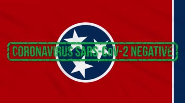 Tennessee Birleşik Devletleri bayrağını sallıyor. Yeşil Coronavirüs 'ten kurtulma işareti, döngü
