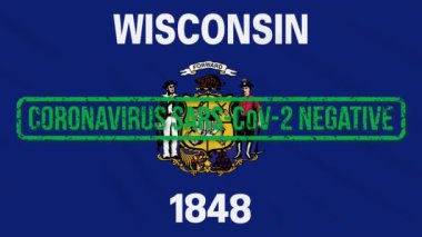 Wisconsin Birleşik Devletleri bayrağını sallıyor. Yeşil Coronavirus 'tan kurtulma işareti, döngü