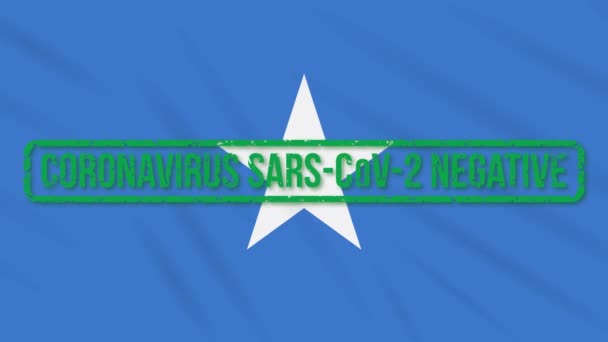 Somalia bandiera ondeggiante con timbro verde di libertà dal coronavirus, anello — Video Stock