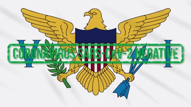 Virgin Islands swaying flag with green stamp of freedom from coronavirus, loop — Stock Video