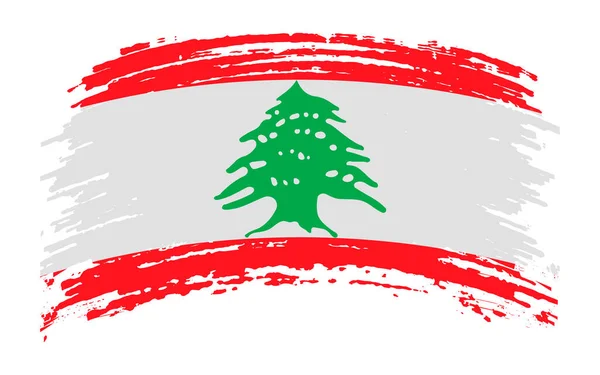 Drapeau Libanais Coup Pinceau Image Vectorielle — Image vectorielle