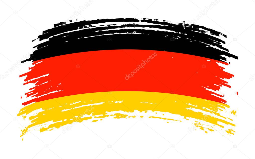 German flag in grunge brush stroke, vector image