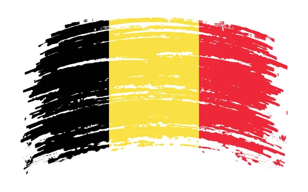 Belgische Flagge Grunge Pinselstrich Vektorbild — Stockvektor