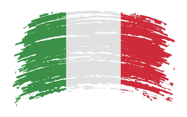 Bandeira Italiana Pincel Grunge Imagem Vetorial —  Vetores de Stock