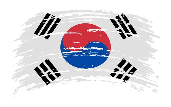 Zuid Korea Vlag Grunge Penseel Slag Vector Afbeelding — Stockvector