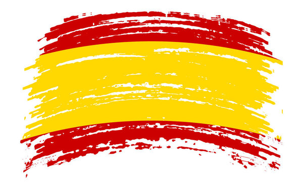 Spanish flag in grunge brush stroke, vector image