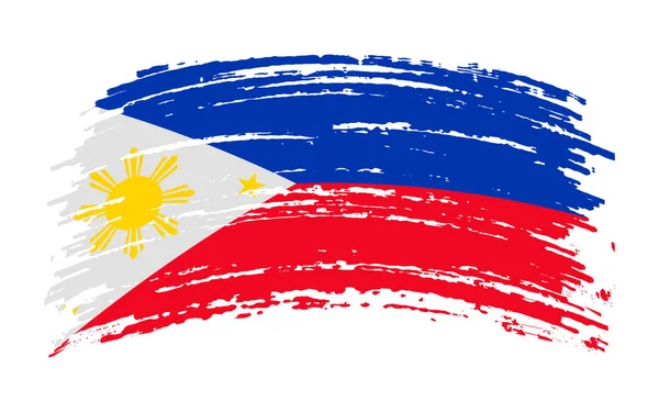 Grunge Fırça Darbesiyle Filipin Bayrağı Vektör Resmi — Stok Vektör