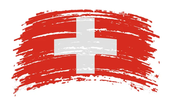 Флаг Швейцарии Мазком Гранжевой Кисти Векторное Изображение — стоковый вектор