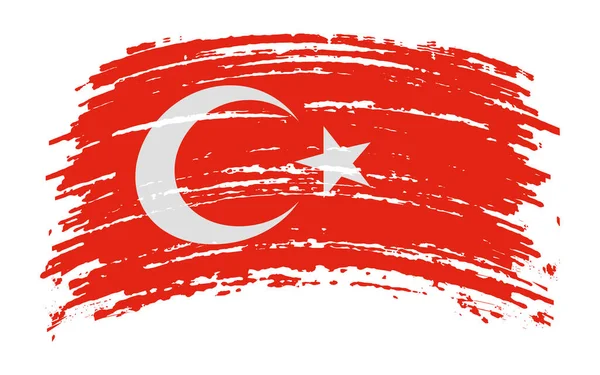 Grunge Fırça Darbesiyle Türk Bayrağı Vektör Resmi — Stok Vektör