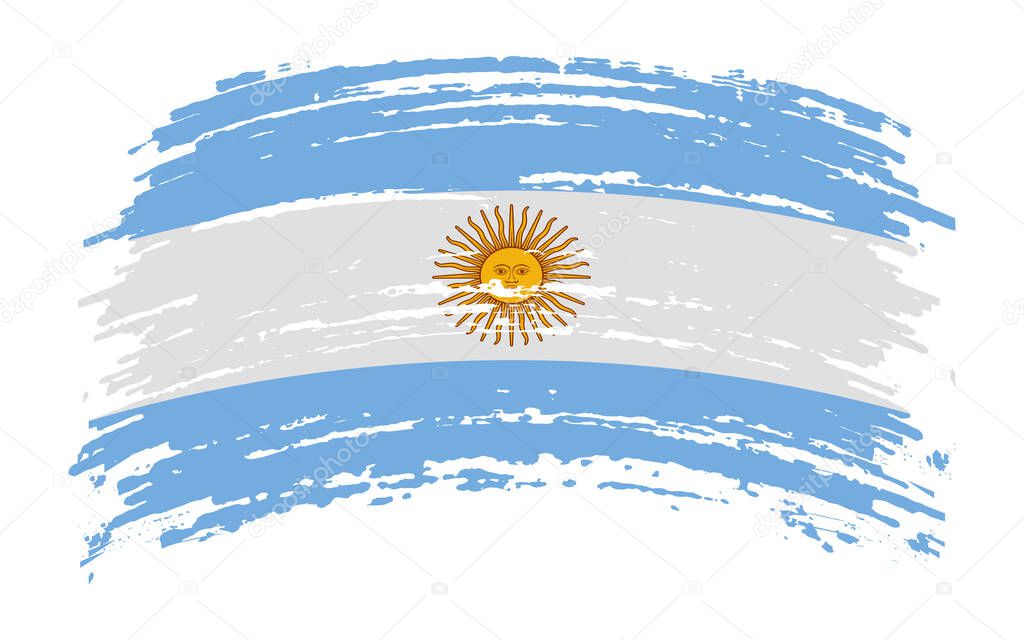 Argentinean flag in grunge brush stroke, vector image