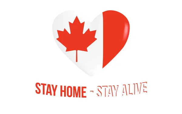 Kanadisches Herz Und Inschrift Bleiben Hause Leben Bleiben Vektorbild — Stockvektor