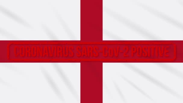 England schunkelt Flagge mit positiver Antwort auf COVID-19, Schleife — Stockvideo