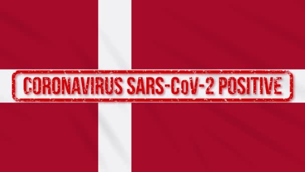 Dänemark schwenkt Flagge mit positiver Antwort auf COVID-19, Schleife — Stockvideo