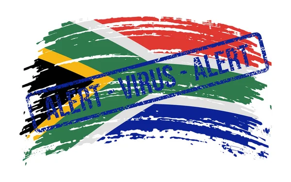 Jižní Afrika Roztržená Vlajka Razítkem Slovy Varovný Virus Vektorový Obraz — Stockový vektor