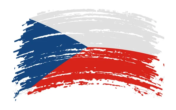 República Checa Rasgado Bandeira Grunge Pincel Acidente Vascular Cerebral Imagem — Vetor de Stock