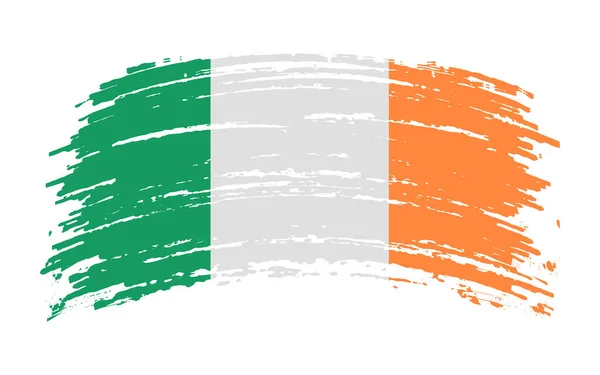 Bandeira Rasgada Irlandesa Pincelada Grunge Imagem Vetorial — Vetor de Stock