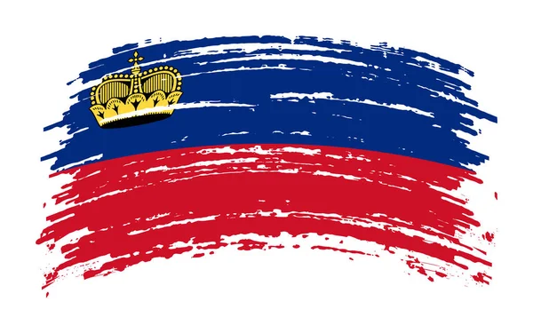 Liechtenstein Rasgado Bandeira Grunge Pincel Acidente Vascular Cerebral Imagem Vetorial — Vetor de Stock