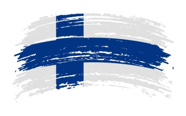 Grunge fırça darbesindeki Fin bayrağı, vektör resmi